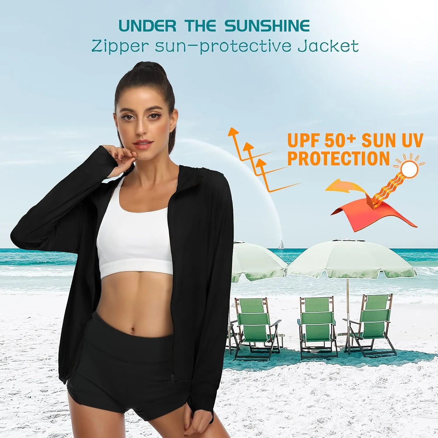DAYOUNG Womens UPF 50  UV Sun Protection Running Hiking Outdoors Performance Long Sleeve Hoody T-Shirt