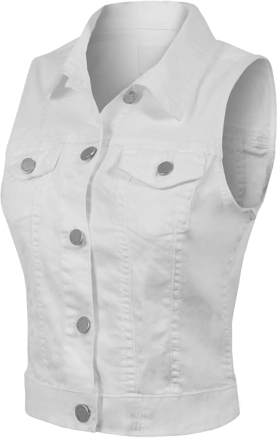 Design by Olivia Women's Junior Fit Sleeveless Button up Jean Denim Jacket Vest
