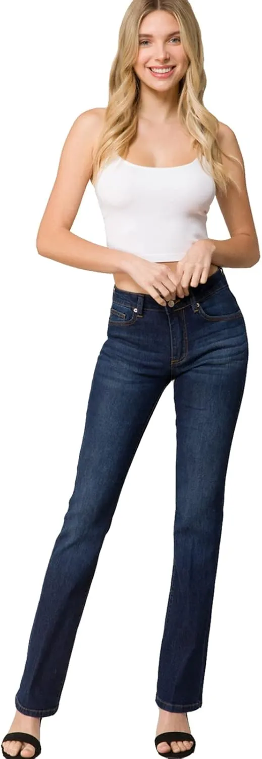 Design by Olivia Women's Sexy Stylish Flare Bell Bottom Slim Bootcut Jean