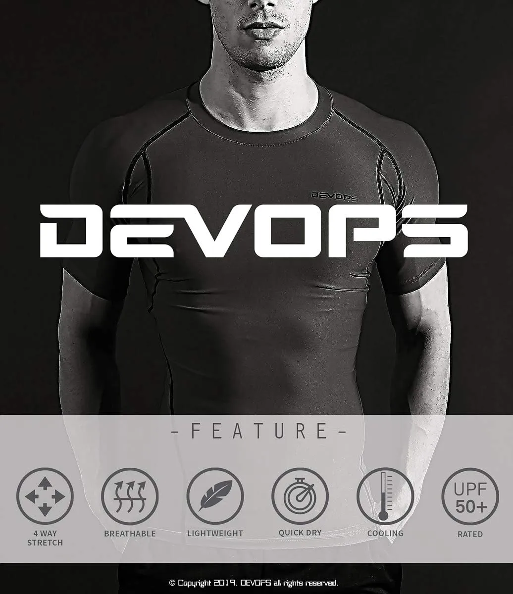 DEVOPS Men's 3-Pack Quick Dry Short Sleeve T-Shirt Sun Protection Running Athletic Workout Active Shirts