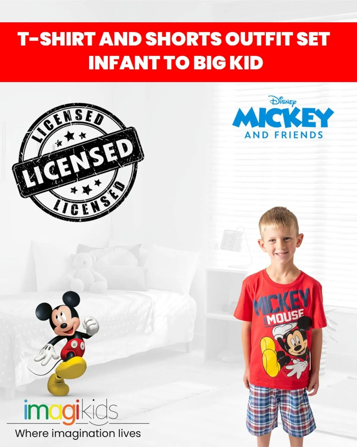 Disney Mickey Mouse T-Shirt and Shorts Outfit Set Infant to Big Kid