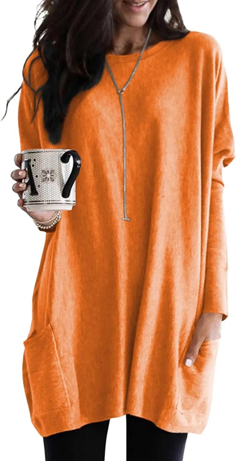 Dokotoo Womens Spring Fall Outfits Casual Long Sleeve Shirts Fashion Tunic Tops for Women Loose Fit Dressy