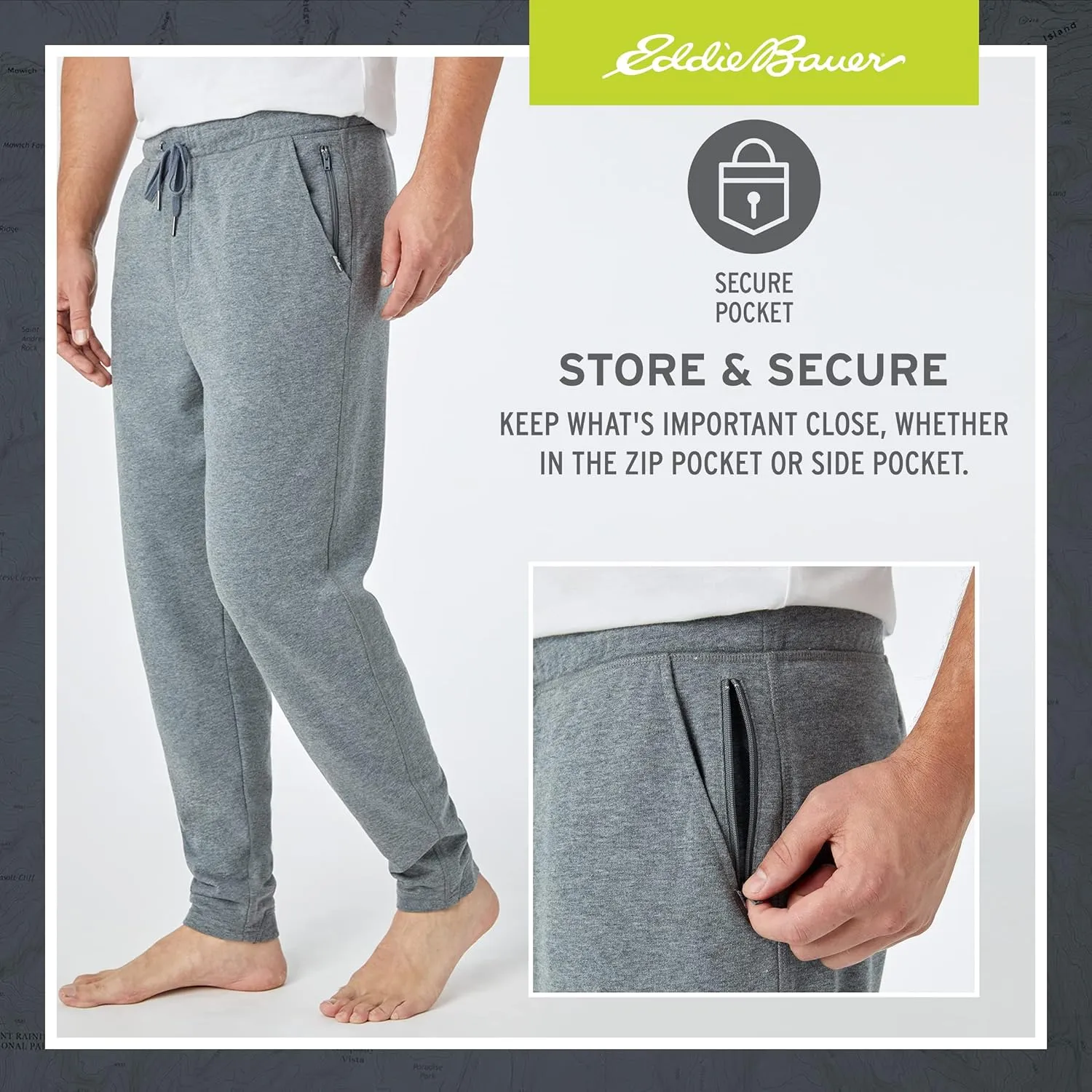 Eddie Bauer 3Pk Mens Pajama Pants - Cotton Knit Mens Lounge Pants with Pockets | Jogger Sleep Pants for Men