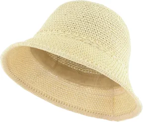 EINSKEY Women's Crochet Bucket Hat - UV Protection Lightweight Packable Faux Straw Sun Hat for Outdoor Beach Travel Hiking