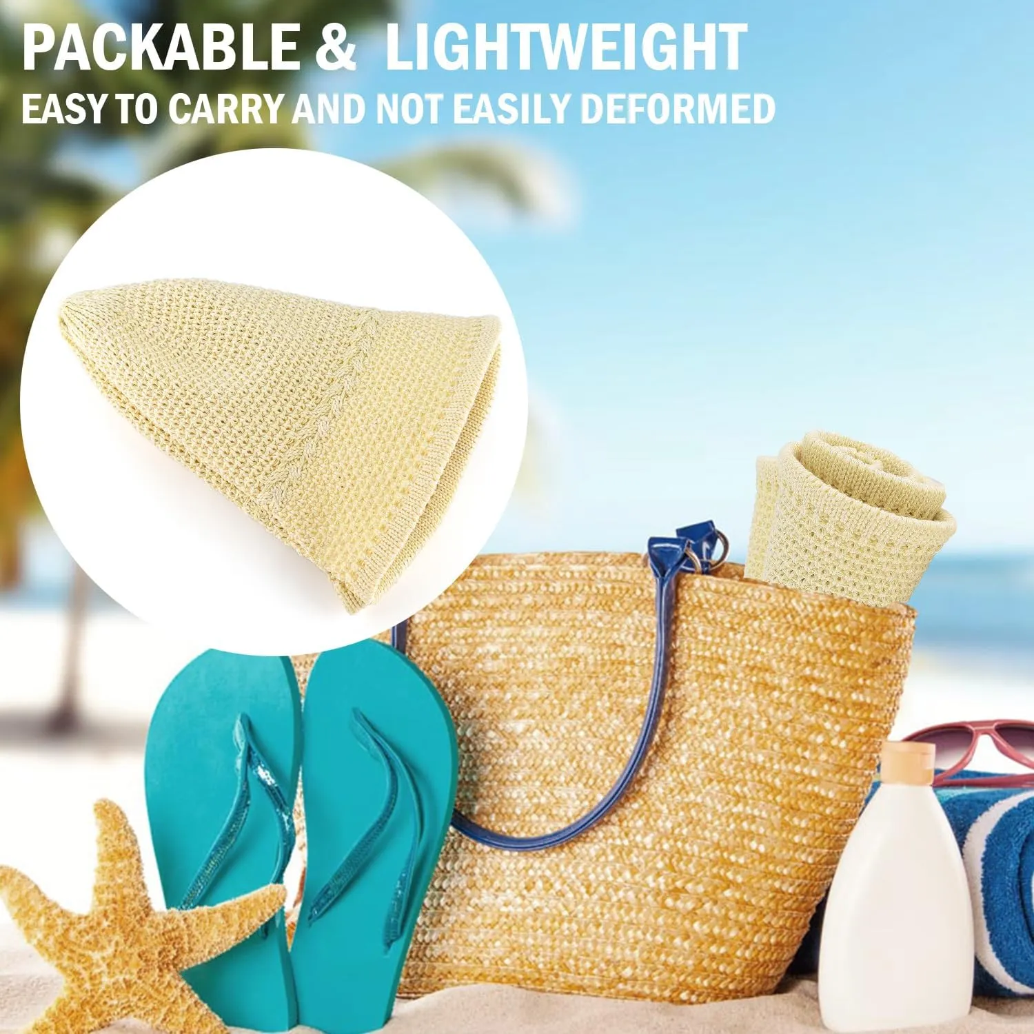 EINSKEY Women's Crochet Bucket Hat - UV Protection Lightweight Packable Faux Straw Sun Hat for Outdoor Beach Travel Hiking