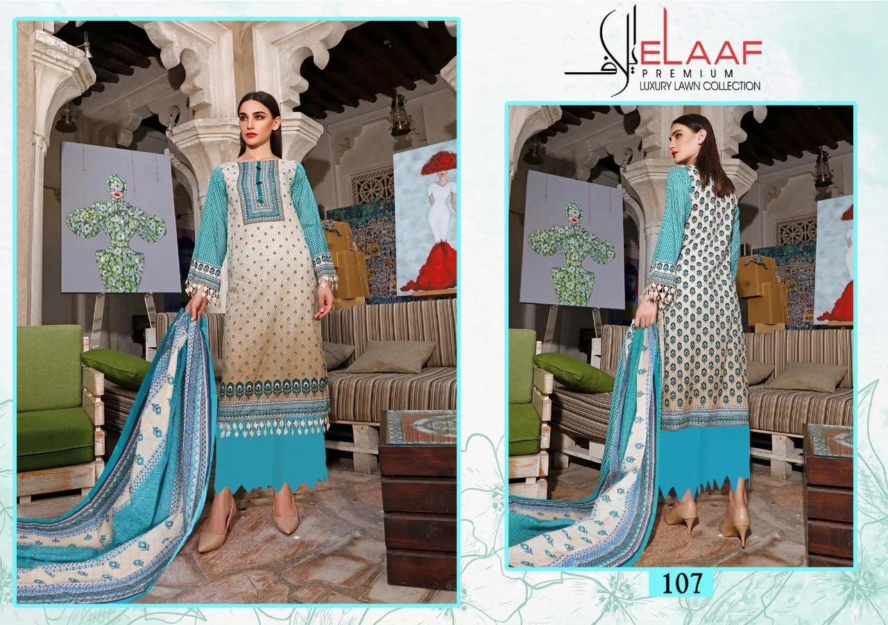 ELAAF PREMIUM COLLECTION LAUNCHES IMAN LAWN COTTON FABRIC SALWAR SUIT