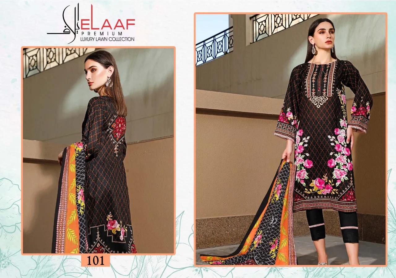ELAAF PREMIUM COLLECTION LAUNCHES IMAN LAWN COTTON FABRIC SALWAR SUIT