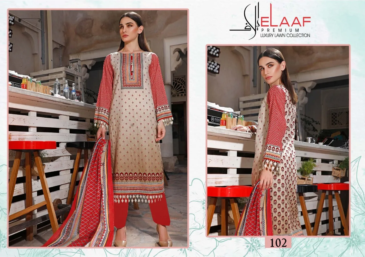 ELAAF PREMIUM COLLECTION LAUNCHES IMAN LAWN COTTON FABRIC SALWAR SUIT