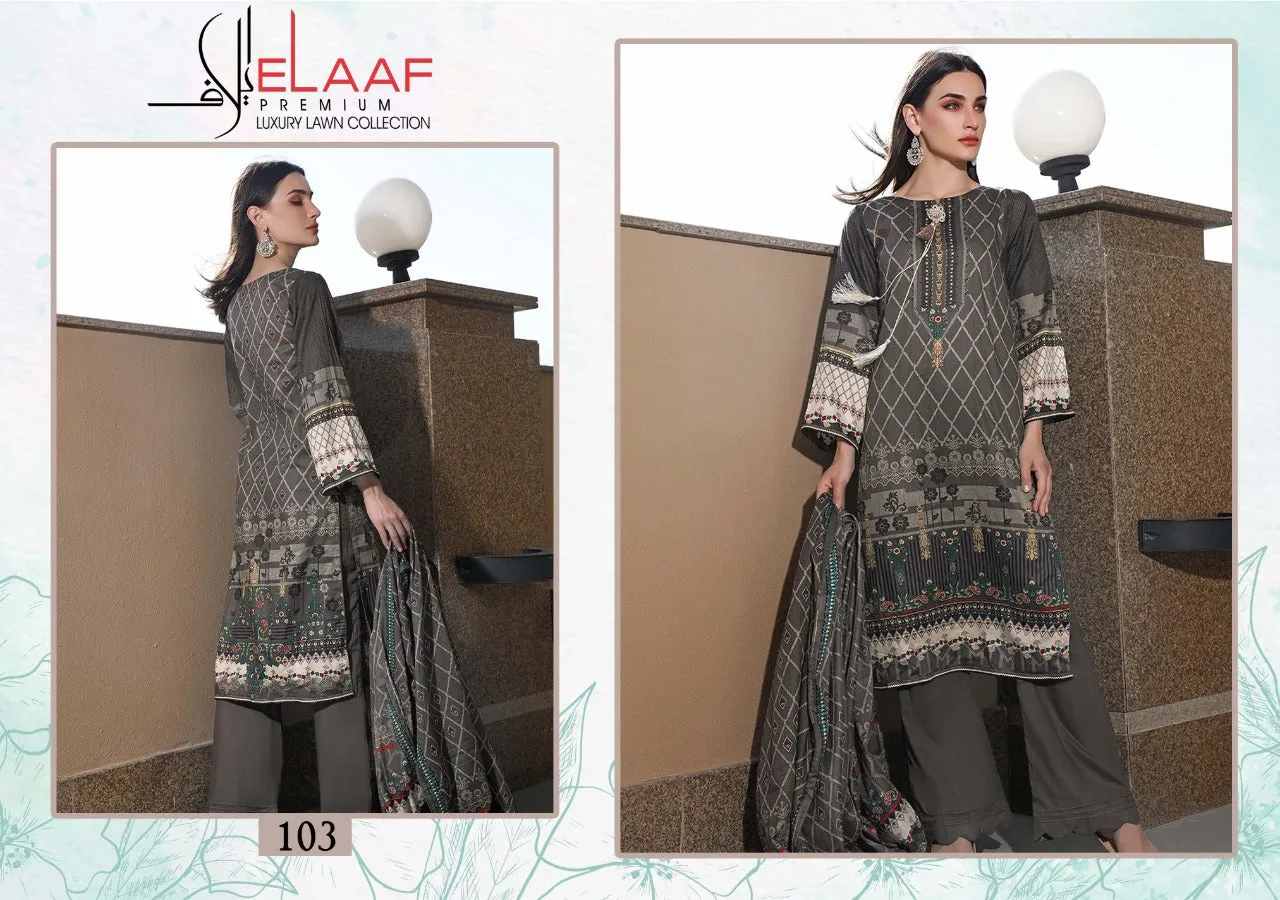 ELAAF PREMIUM COLLECTION LAUNCHES IMAN LAWN COTTON FABRIC SALWAR SUIT