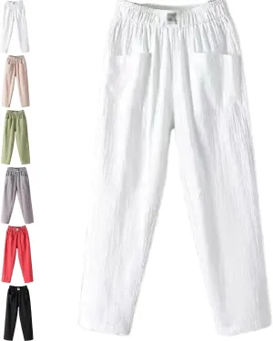 Endurance Loose Pants Women, Summer Cotton Linen Women's loosely Pants, Linen Trousers Casual High Waist Joggers