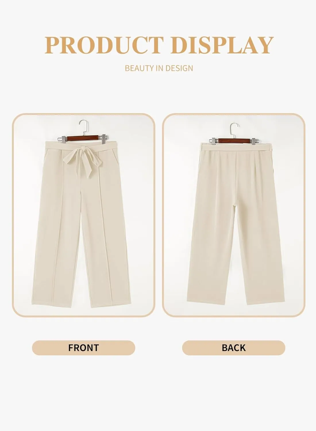 Eytino Plus Size Pants for Women Casual High Waisted Tie Knot Loose Work Pant Lounge Trousers with Pockets(1X-5X)