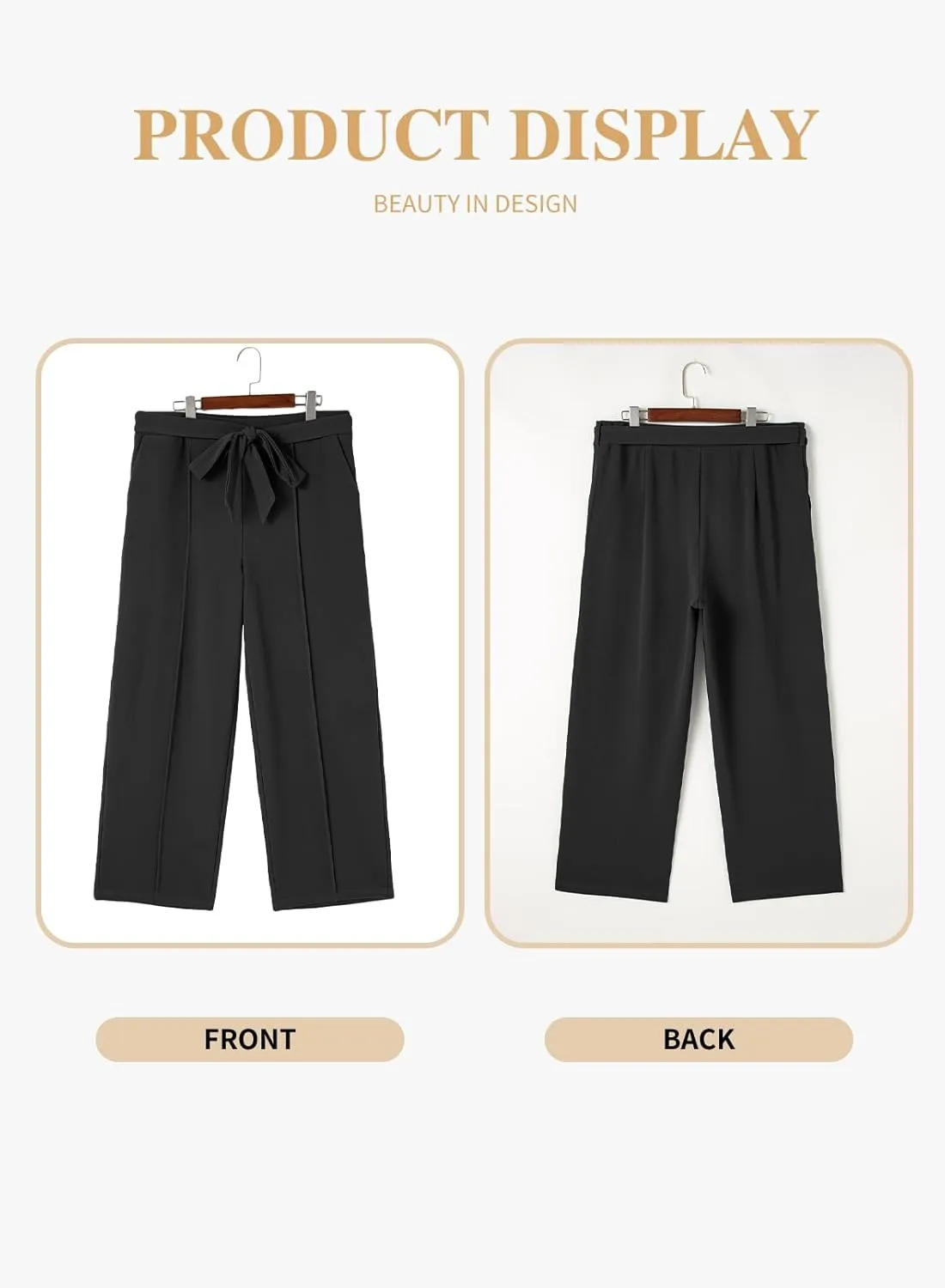 Eytino Plus Size Pants for Women Casual High Waisted Tie Knot Loose Work Pant Lounge Trousers with Pockets(1X-5X)