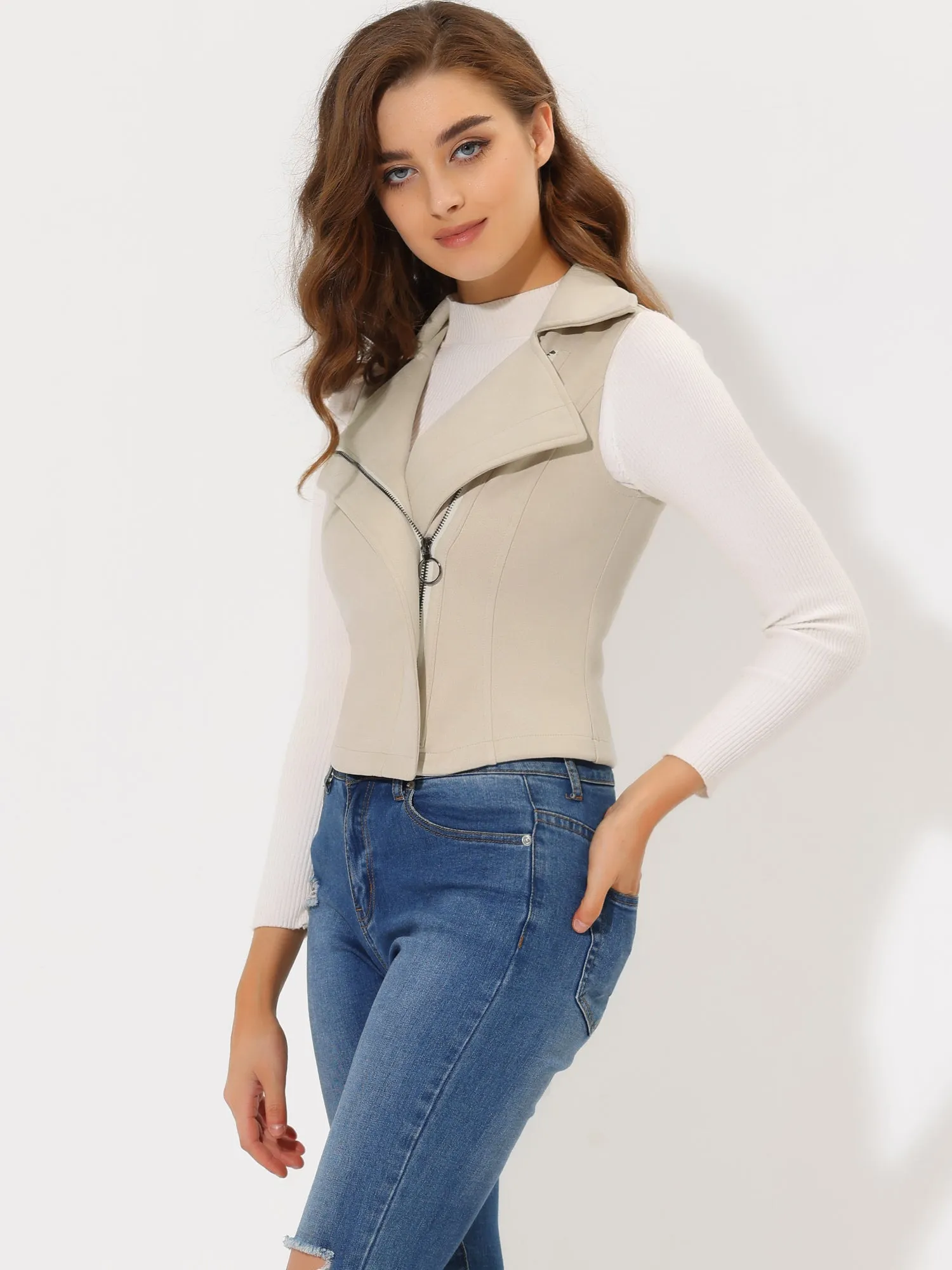 Faux Suede Vest Casual Sleeveless Biker Jacket