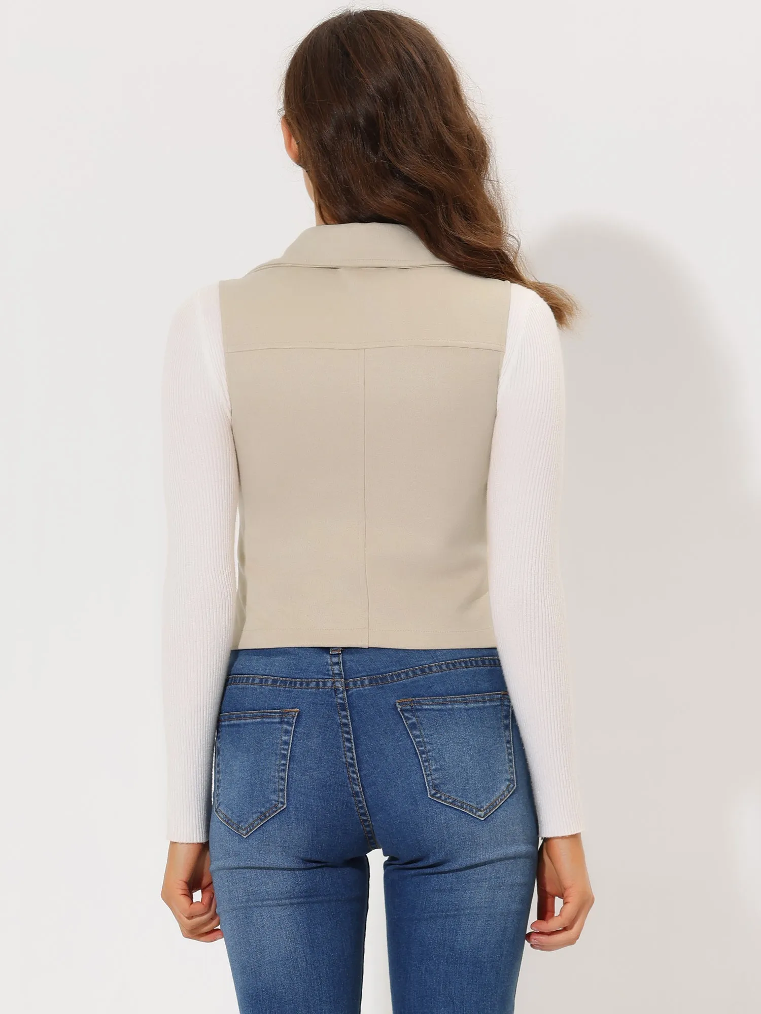 Faux Suede Vest Casual Sleeveless Biker Jacket