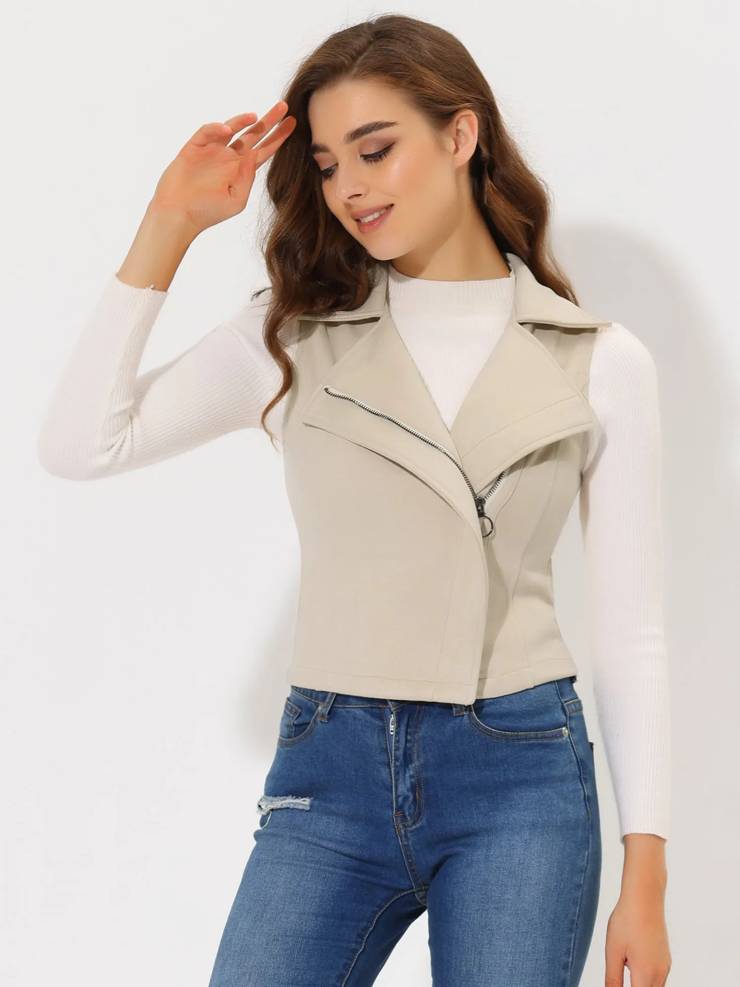 Faux Suede Vest Casual Sleeveless Biker Jacket