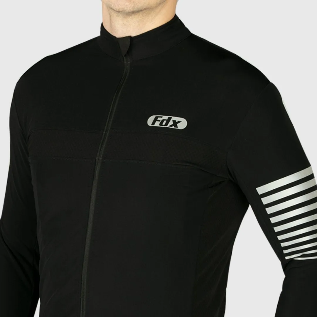 Fdx All Day Men's Black Thermal Roubaix Long Sleeve Cycling Jersey