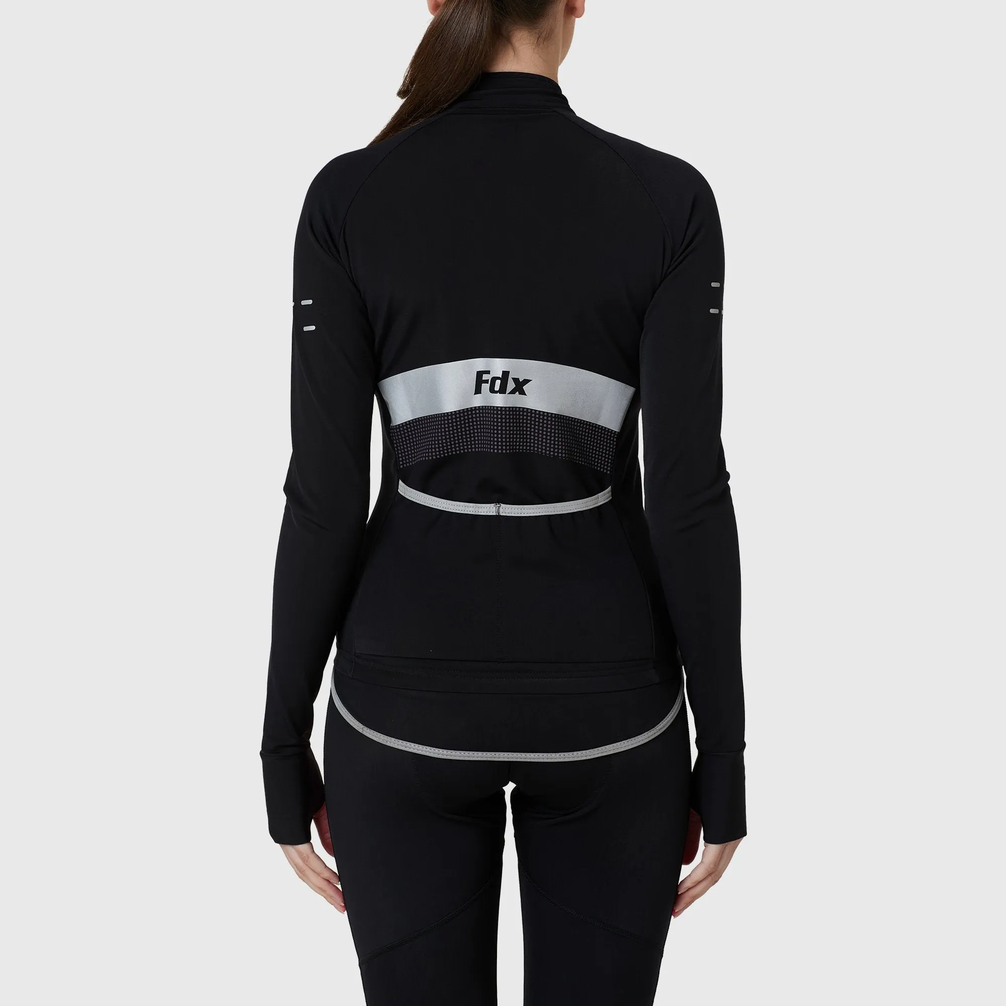 Fdx Women's Set Arch Thermal Roubaix Long Sleeve Cycling Jersey & Cargo Bib Tights - Black