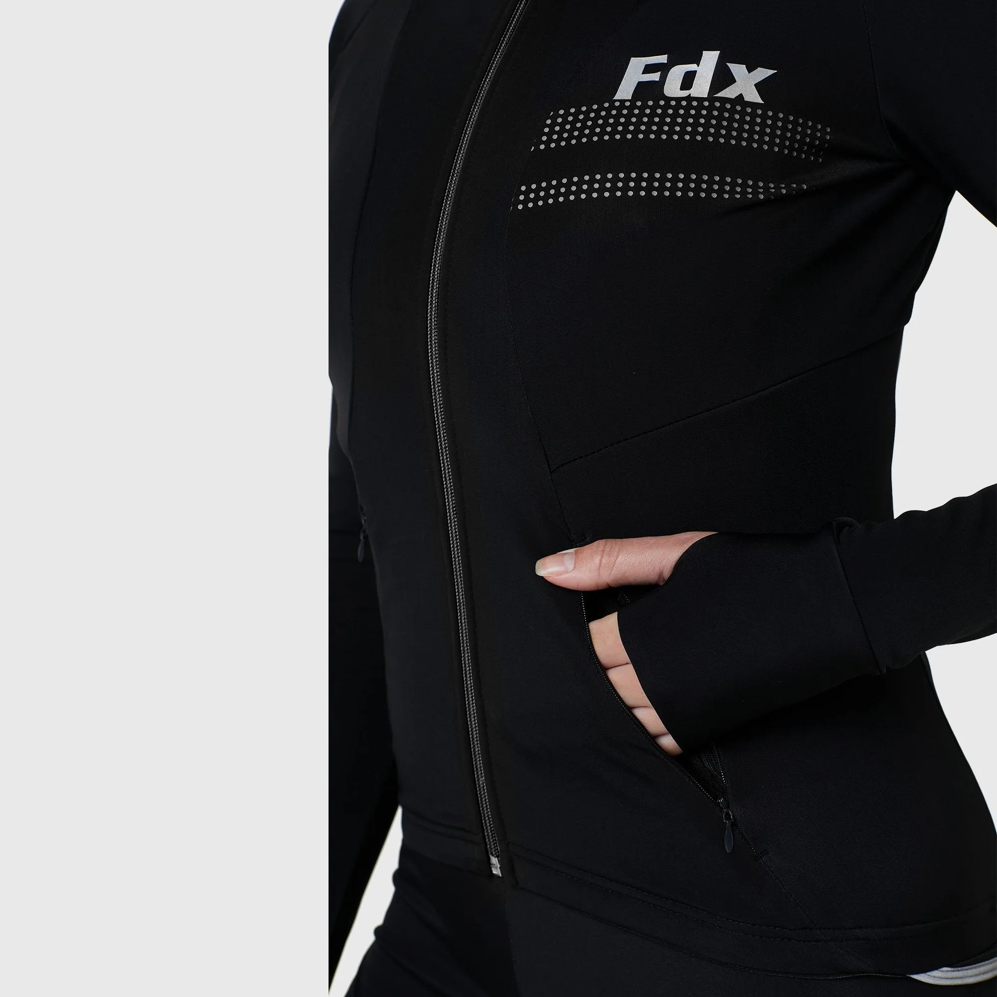 Fdx Women's Set Arch Thermal Roubaix Long Sleeve Cycling Jersey & Cargo Bib Tights - Black