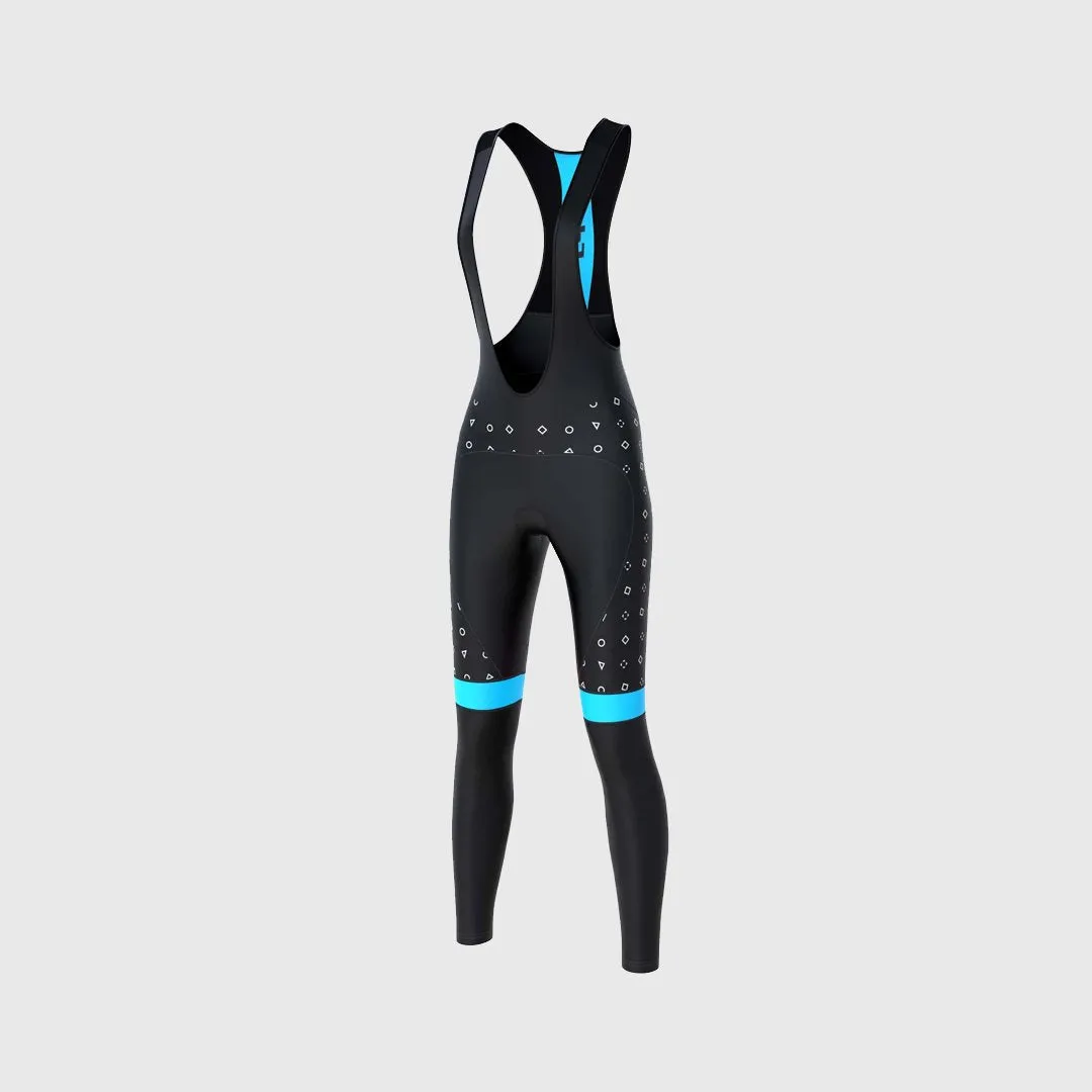 Fdx Women's Set Polka Dots Thermal Long Sleeve Cycling Jersey & Bib Tights - Blue
