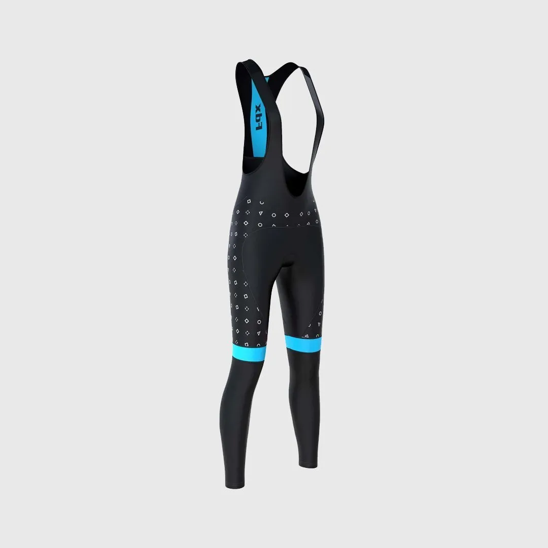 Fdx Women's Set Polka Dots Thermal Long Sleeve Cycling Jersey & Bib Tights - Blue
