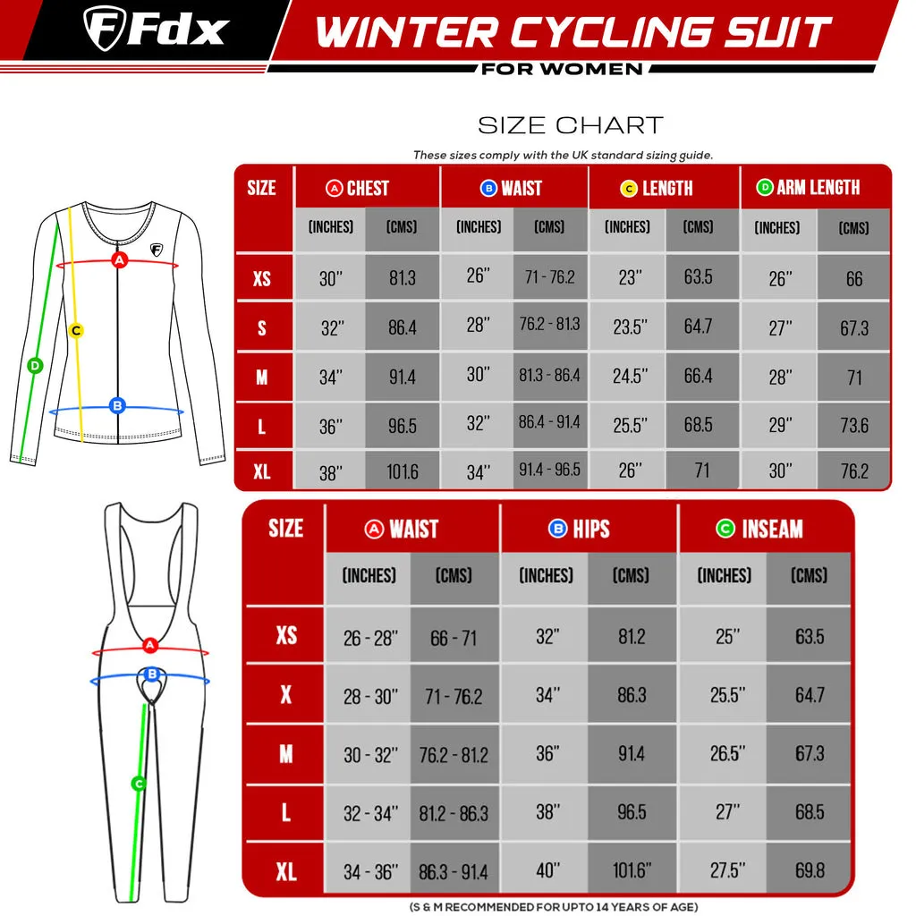 Fdx Women's Set Polka Dots Thermal Long Sleeve Cycling Jersey & Bib Tights - Blue