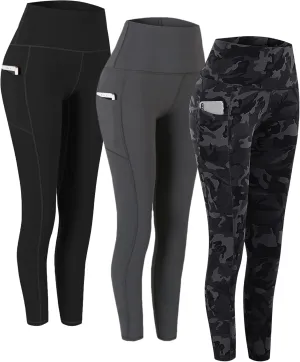 Fengbay 3 Pack High Waist Yoga Pants,Yoga Pants for Women Tummy Control Workout Pants 4 Way Stretch Leggings with Pockets