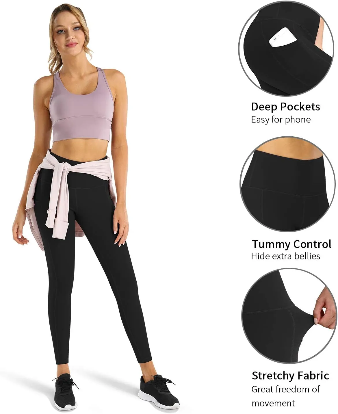 Fengbay 3 Pack High Waist Yoga Pants,Yoga Pants for Women Tummy Control Workout Pants 4 Way Stretch Leggings with Pockets