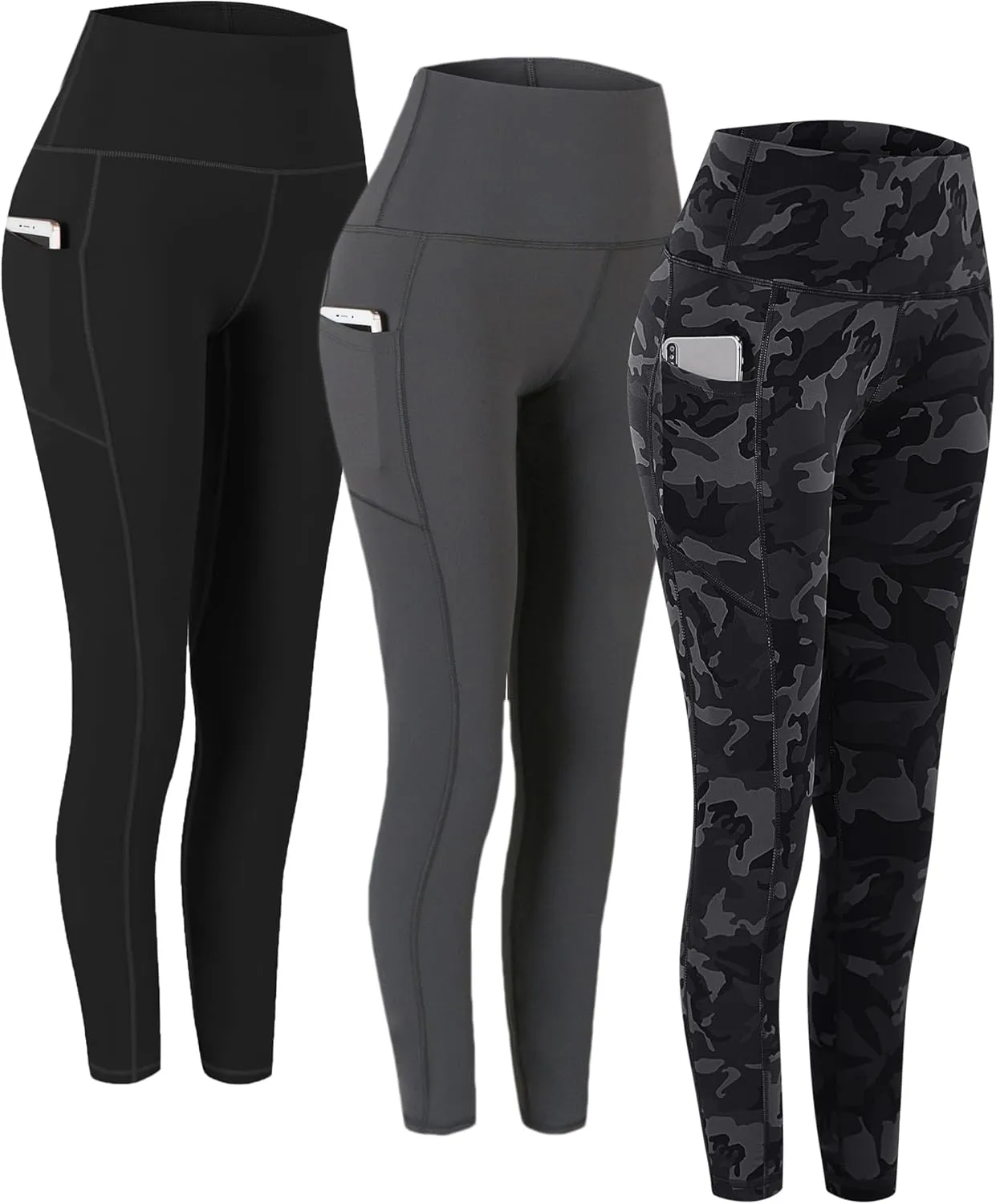 Fengbay 3 Pack High Waist Yoga Pants,Yoga Pants for Women Tummy Control Workout Pants 4 Way Stretch Leggings with Pockets