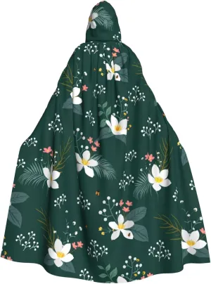 floral pattern print Hooded cape for adults, Oversized Hooded Cloak with Bow Tie, Adult party dress cape