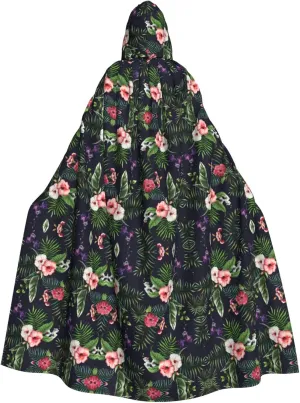 florals print Hooded cape for adults, Oversized Hooded Cloak with Bow Tie, Adult party dress cape