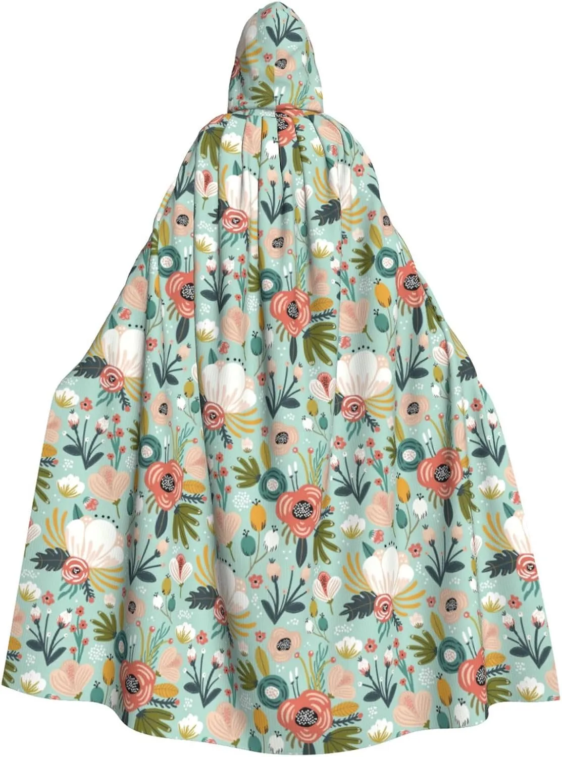Flowers print Hooded cape for adults, Oversized Hooded Cloak with Bow Tie, Adult party dress cape