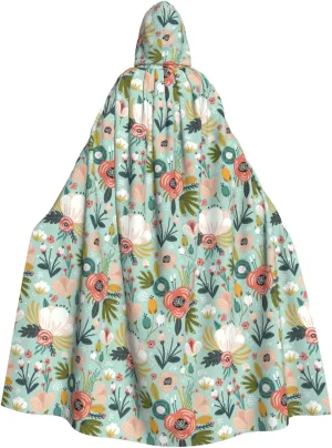 Flowers print Hooded cape for adults, Oversized Hooded Cloak with Bow Tie, Adult party dress cape