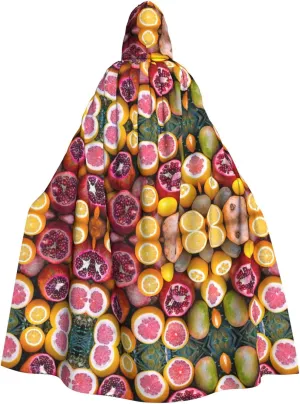 Fruit Picture-standard print Hooded cape for adults, Oversized Hooded Cloak with Bow Tie, Adult party dress cape