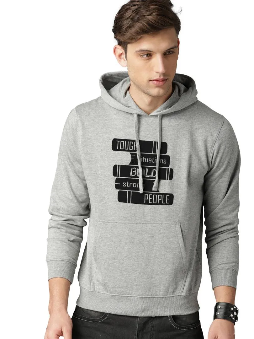 Full Sleeve BUILD Print Hooded Sweatshirt For Mens
