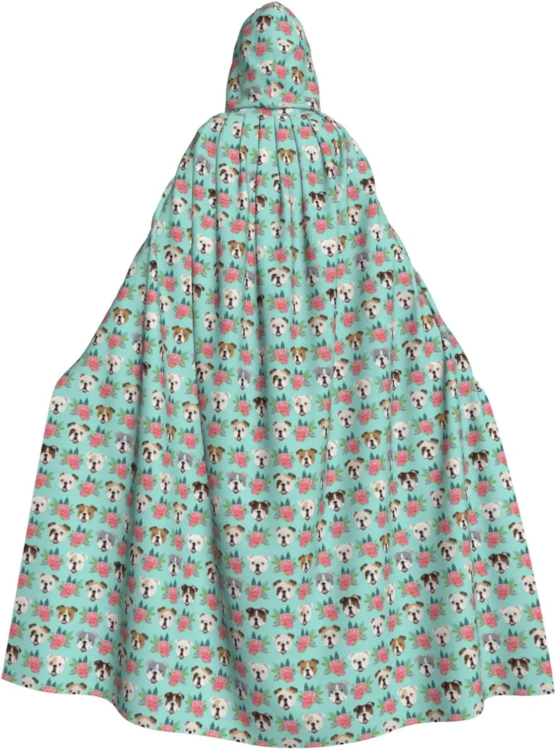 Funny English Dog print Hooded cape for adults, Oversized Hooded Cloak with Bow Tie, Adult party dress cape