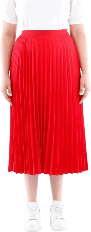 G-Line Women?s Midi Pleated Plise Skirt, High Elastic Waist Casual Oversized Accordion Skirts for Women Rainbow Color Options