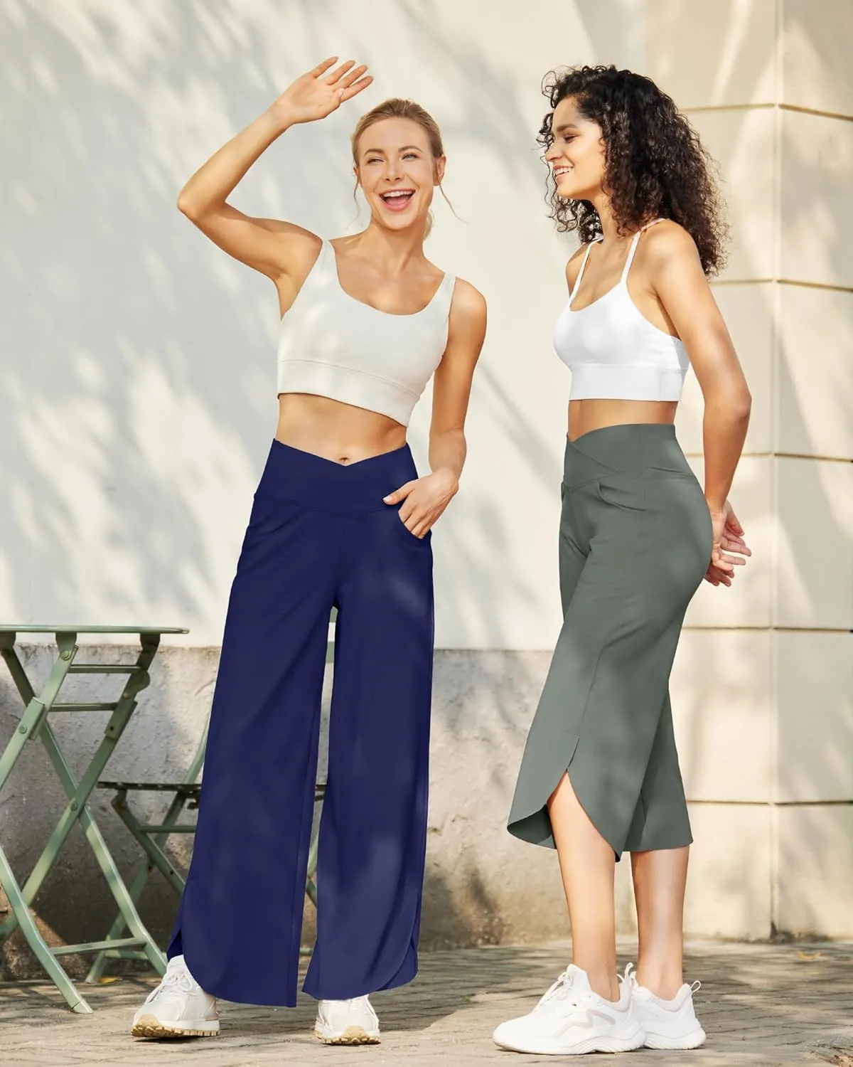 G4Free Capri Pants for Women Wide Leg Yoga Pants for Summer Flowy Capris Loose Casual Cropped Pants with Pockets