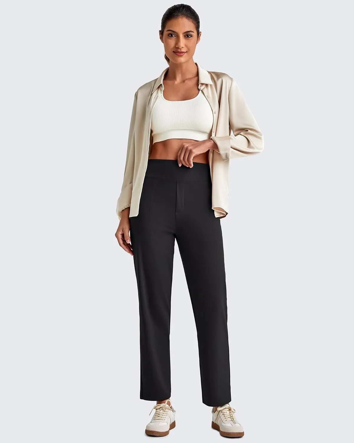 G4Free ShiftReady Womens Ankle Dress Yoga Pants with Pockets Stretchy Crop Business Casual Work Trousers Petite/Regular/Tall