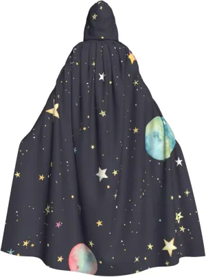 Galaxy.. print Hooded cape for adults, Oversized Hooded Cloak with Bow Tie, Adult party dress cape