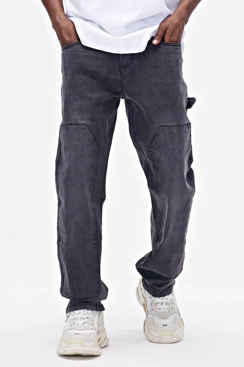 GINGTTO Men's Jeans Slim Fit Flared Stacked Denim Pants Hip Hop Streetwear