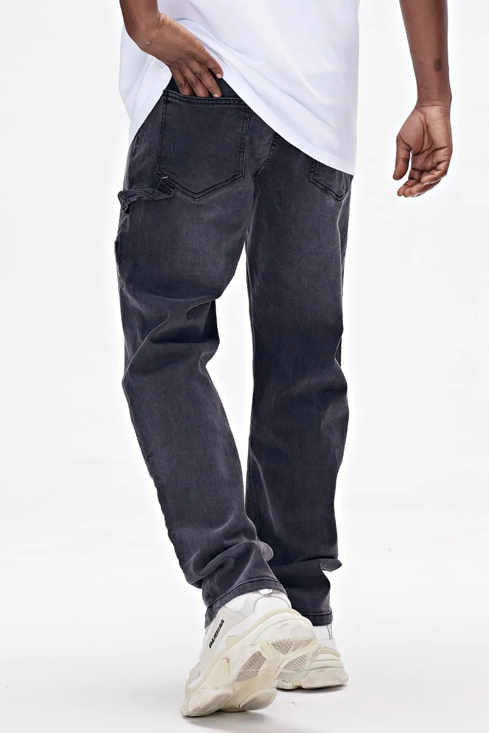 GINGTTO Men's Jeans Slim Fit Flared Stacked Denim Pants Hip Hop Streetwear