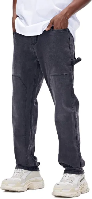 GINGTTO Men's Jeans Slim Fit Flared Stacked Denim Pants Hip Hop Streetwear
