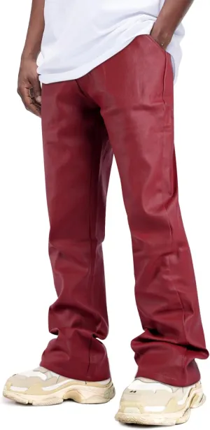 GINGTTO Mens Leather Bell Bottoms Slim Fit 70s Disco Flare Stacked Pants for Men