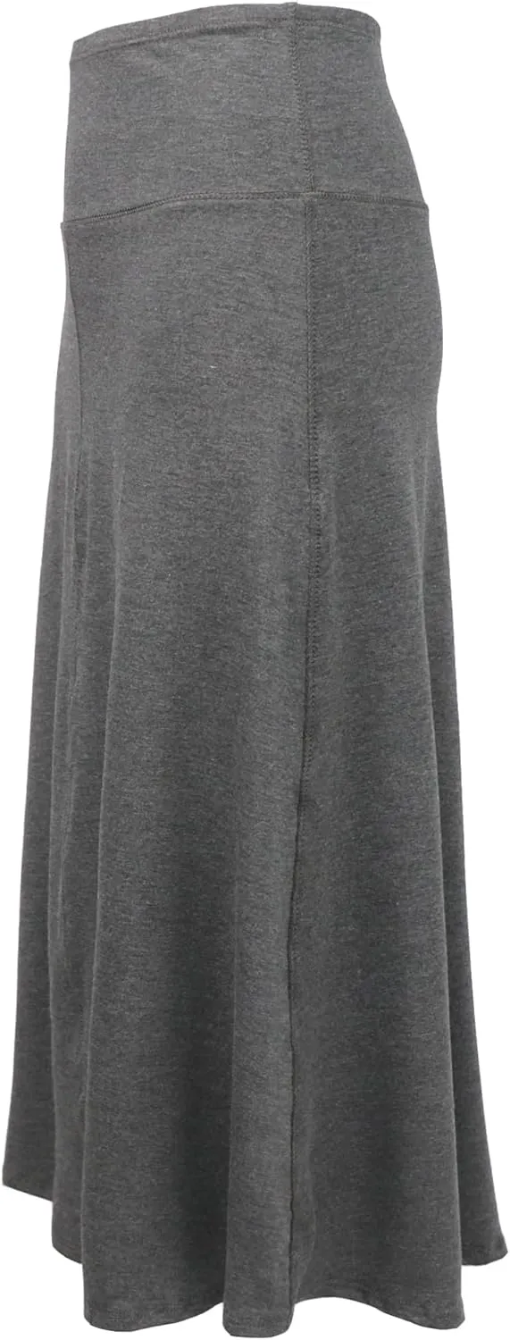 Girls S-XL Reverse Stitch Stretch Long Knit Ankle Length Skirt