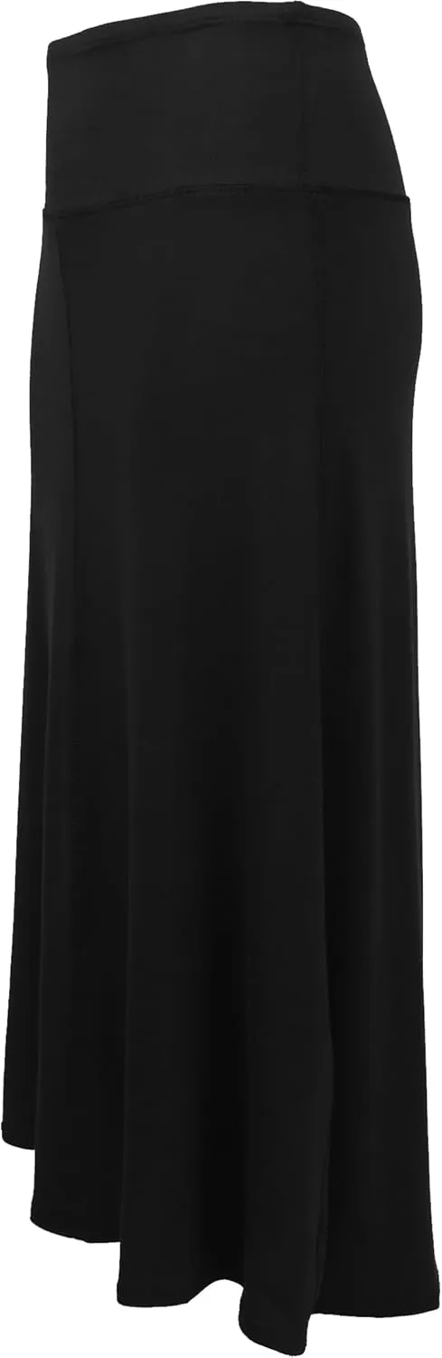 Girls S-XL Reverse Stitch Stretch Long Knit Ankle Length Skirt