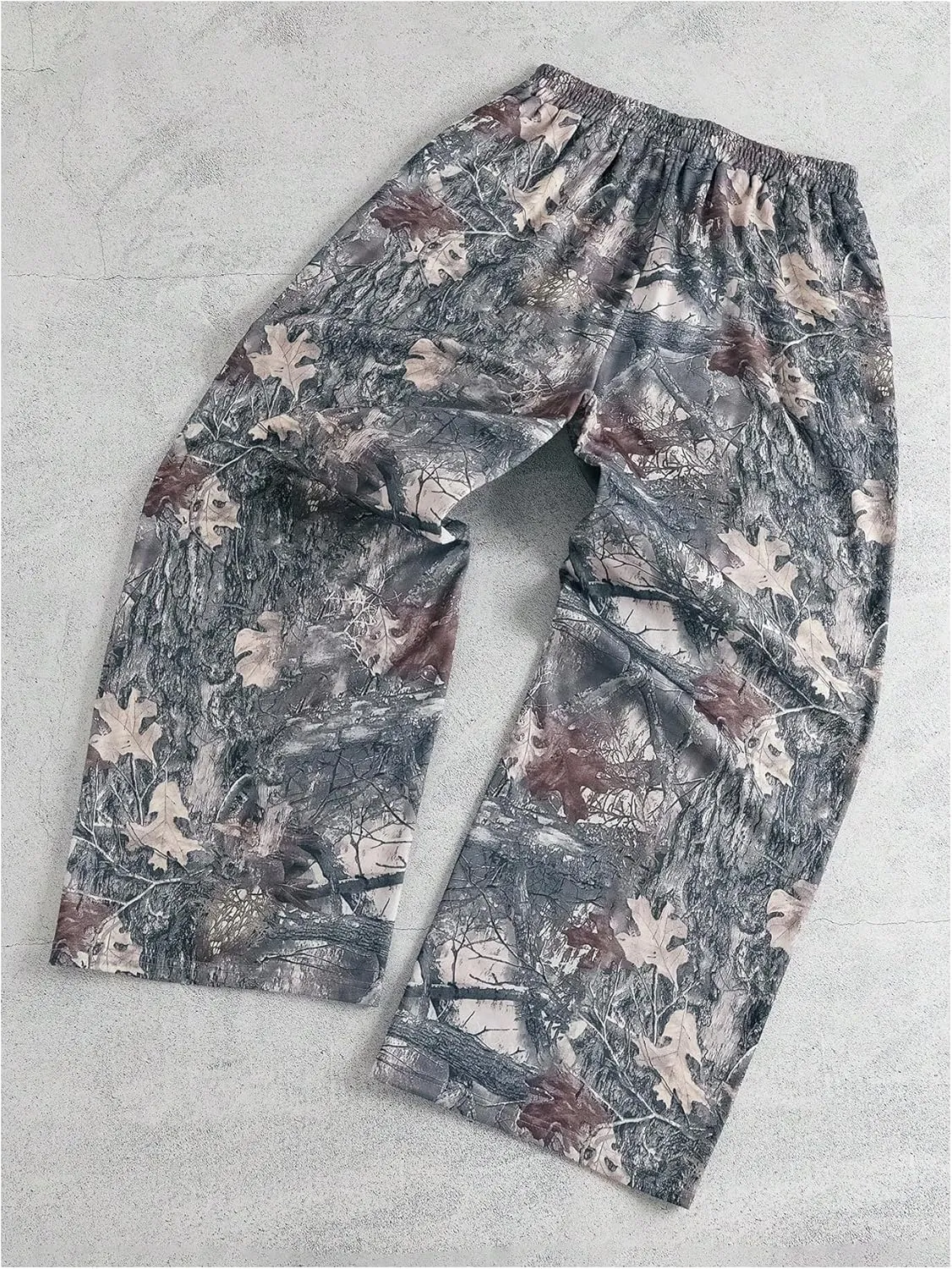 GORGLITTER Men's Camo Pants Y2K Wide Leg Baggy Elastic Waist Stacked Pants Streetwear