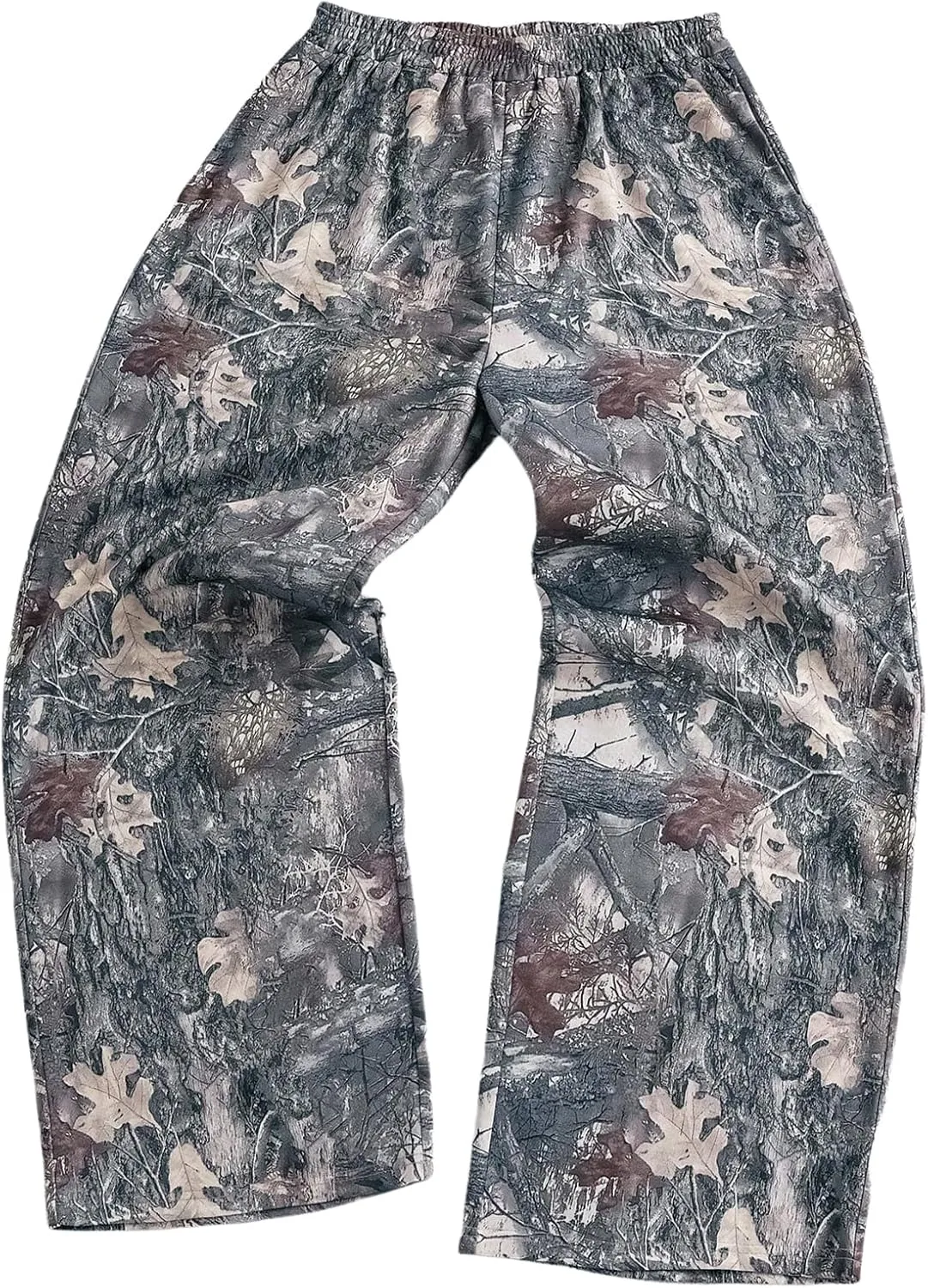 GORGLITTER Men's Camo Pants Y2K Wide Leg Baggy Elastic Waist Stacked Pants Streetwear