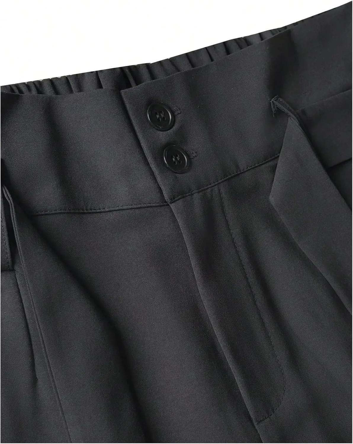 GORGLITTER Men's Casual Wide Leg Dress Pants Elastic High Waisted Baggy Streetwear Trousers
