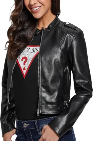 GUESS Women's Montecarla Faux Leather Fitted Jacket