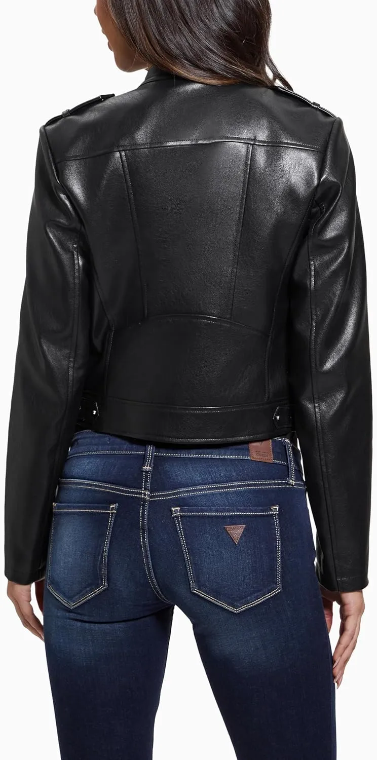 GUESS Women's Montecarla Faux Leather Fitted Jacket